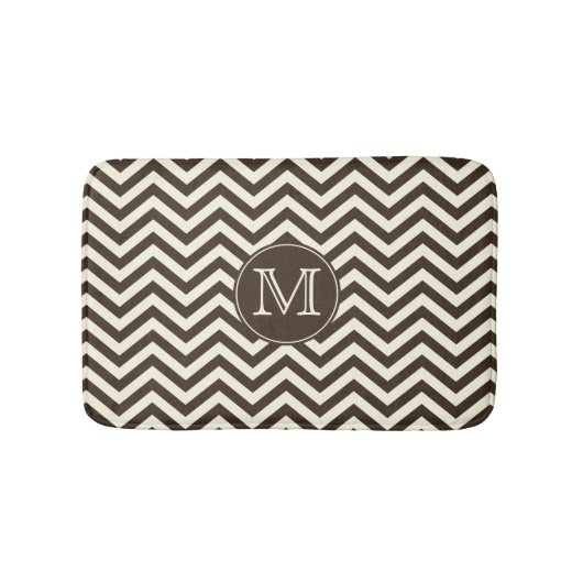 Monogramm Brown und Creme Zickzack Badematte (Vorderseite)