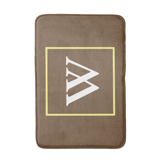 Monogramm Brown Yellow White Badematte (Vorderseite Vertikal)