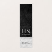 Monogramm-Buchhalter für Schwarz und Grau Visitenkarten (Außenseite Aufgefaltet)