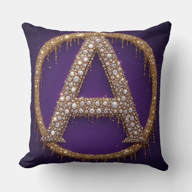 Monogramm Buchstabe A Gold Diamant Initial Geschen Kissen (Vorderseite)