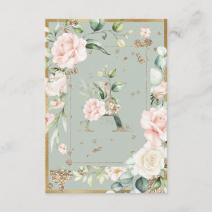 Monogramm Buchstabe A Grüne Florale Elegante Wasse Dankeskarte