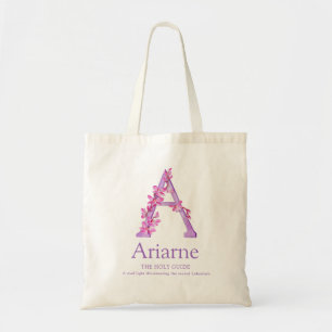 Monogramm Buchstabe A Orchidee Aquarell Ariarne in Tragetasche