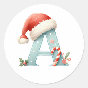 Monogramm Buchstabe A, Weihnachtsaufkleber der Wei Runder Aufkleber