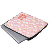 Monogramm-Buchstabe Anfangsbuchstabe Rosa/Weiß Blu Laptopschutzhülle (Vorne Knopf)