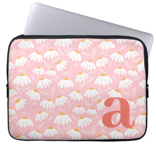 Monogramm-Buchstabe Anfangsbuchstabe Rosa/Weiß Blu Laptopschutzhülle