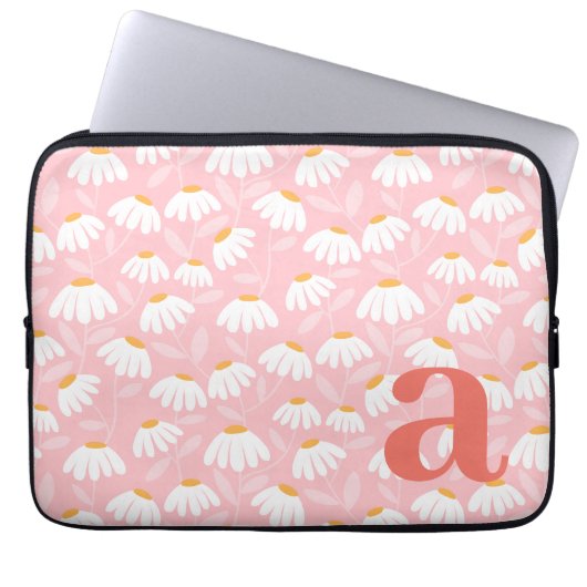 Monogramm-Buchstabe Anfangsbuchstabe Rosa/Weiß Blu Laptopschutzhülle (Vorderseite)