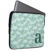 Monogramm-Buchstabe Anfangsbuchstabe Türkis-Blumen Laptopschutzhülle (Vorne Rechts)