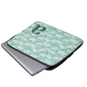 Monogramm-Buchstabe Anfangsbuchstabe Türkis-Blumen Laptopschutzhülle (Vorne Knopf)