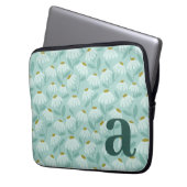 Monogramm-Buchstabe Anfangsbuchstabe Türkis-Blumen Laptopschutzhülle (Vorderseite Links)