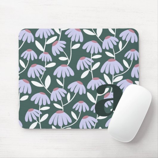 Monogramm-Buchstabe Anfangsgrüner Blumenmuster Mousepad (Mit Mouse)