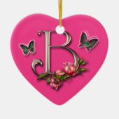 MONOGRAMM-BUCHSTABE B - HERZ-VERZIERUNG KERAMIK ORNAMENT (Vorne)