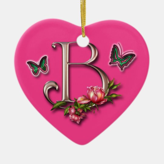 MONOGRAMM-BUCHSTABE B - HERZ-VERZIERUNG KERAMIK ORNAMENT | Zazzle.de