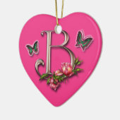 MONOGRAMM-BUCHSTABE B - HERZ-VERZIERUNG KERAMIK ORNAMENT (Links)