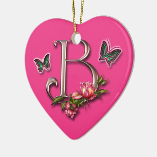 MONOGRAMM-BUCHSTABE B - HERZ-VERZIERUNG KERAMIK ORNAMENT (Links)
