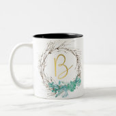 Monogramm Buchstabe B in Kranz Zweifarbige Tasse (Links)