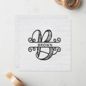 Monogramm Buchstabe B mit Familienname Mitteilungskarte (Vorderseite/Rückseite Beispiel)