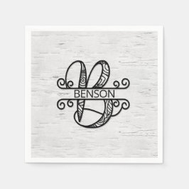 Monogramm Buchstabe B mit Familienname Serviette