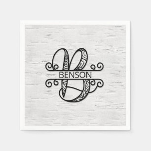 Monogramm Buchstabe B mit Familienname Serviette