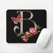 MONOGRAMM-BUCHSTABE B MIT ROSEN UND SCHMETTERLING MOUSEPAD (Mit Mouse)