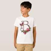 MONOGRAMM-BUCHSTABE B MIT ROSEN UND SCHMETTERLING T-Shirt (Vorne ganz)