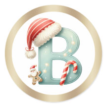 Monogramm Buchstabe B, Weihnachtsaufkleber der Wei