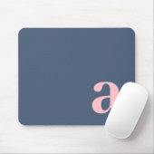 Monogramm Buchstabe Blau & Rosa Minimalistisch Mousepad (Mit Mouse)