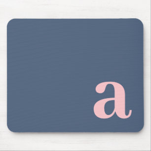Monogramm Buchstabe Blau & Rosa Minimalistisch Mousepad