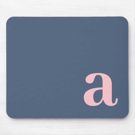 Monogramm Buchstabe Blau & Rosa Minimalistisch Mousepad (Vorne)