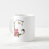 MONOGRAMM-BUCHSTABE C MIT ROSE UND SCHMETTERLINGEN KAFFEETASSE (Vorderseite Links)