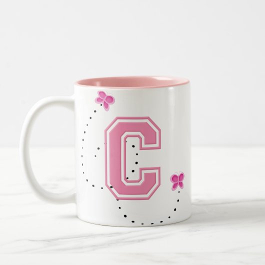 Monogramm Buchstabe C Zweifarbige Tasse (Links)