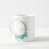 Monogramm Buchstabe E in Kranz Kaffeetasse (Vorderseite Links)