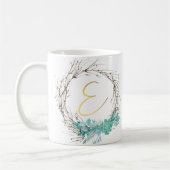 Monogramm Buchstabe E in Kranz Kaffeetasse (Links)