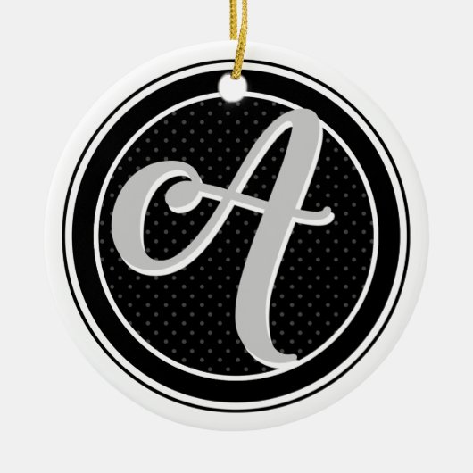 Monogramm-Buchstabe ein Initialen-Tupfen-Emblem Keramik Ornament (Vorne)