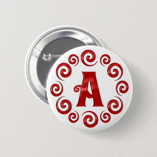 Monogramm-Buchstabe ein Rot Button (Vorne & Hinten)