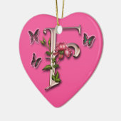 MONOGRAMM-BUCHSTABE F - HERZ-VERZIERUNG KERAMIK ORNAMENT (Links)