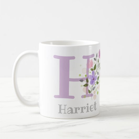 Monogramm Buchstabe H & Christian Name Kaffeetasse (Links)