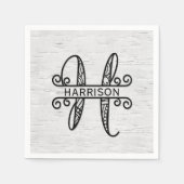 Monogramm Buchstabe H mit Familienname Serviette (Vorderseite)