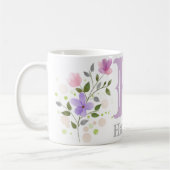 Monogramm Buchstabe H & Name mit Blumen Kaffeetasse (Links)
