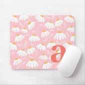 Monogramm Buchstabe Initial Rosa/Weißes Blumenmust Mousepad (Mit Mouse)