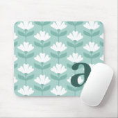Monogramm Buchstabe Initial Türkis Blau Vintage Bl Mousepad (Mit Mouse)