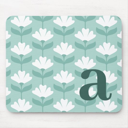Monogramm Buchstabe Initial Türkis Blau Vintage Bl Mousepad (Vorne)