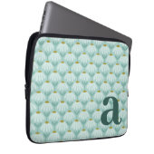 Monogramm Buchstabe Initial Türkis Blau Vintage Fl Laptopschutzhülle (Vorne Rechts)