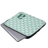 Monogramm Buchstabe Initial Türkis Blau Vintage Fl Laptopschutzhülle (Vorne Knopf)