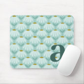 Monogramm Buchstabe Initial Türkis Blau Vintage Fl Mousepad (Mit Mouse)