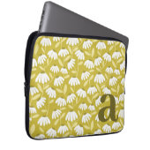 Monogramm-Buchstabe Initiale Dunkelgoldenes Blumen Laptopschutzhülle (Vorne Rechts)