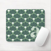 Monogramm Buchstabe Initiale Grün Vintage-Muster Mousepad (Mit Mouse)