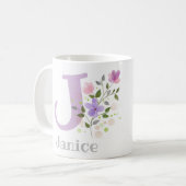 Monogramm Buchstabe J & Christlicher Name Kaffeetasse (Vorderseite Links)