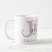 Monogramm Buchstabe J & Christlicher Name Kaffeetasse (Links)