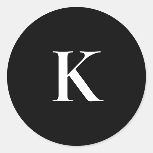 Monogramm Buchstabe K Aufkleber – Schwarz & Weiß M (Vorderseite)