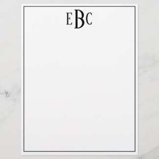 Monogramm-Buchstabe-klassisches Schwarzweiss Briefbogen